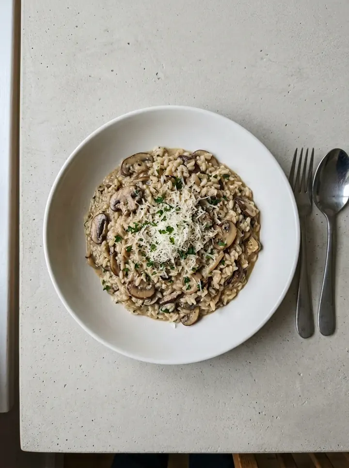Risotto sintético editado sobre hormigón